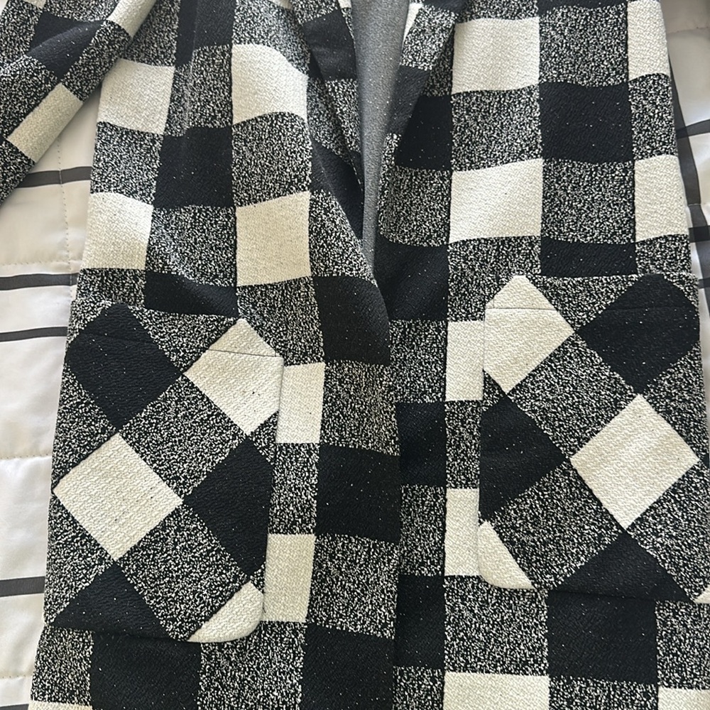 I express NWT size small buffalo check long cardigan/pea coat - Picture 5 of 5